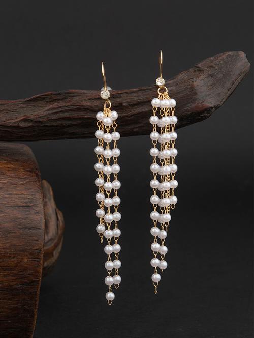 white brass drop earring - 18498428 - Very Small Image - 1