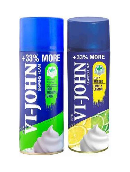 vi-john shaving foam for sensitive skin (400 gm) & shaving foam lime & lemon (400 gm)  pack of 2 - 18498945 - Very Small Image - 1