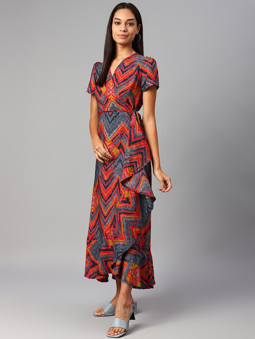 women's wrap printed dress - 18499032 - Standard Image - 2