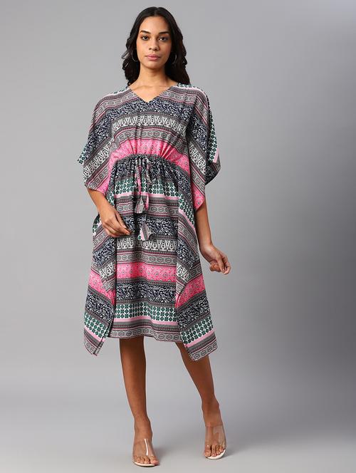 v-neck printed kaftan dress - 18499036 - Very Small Image - 1