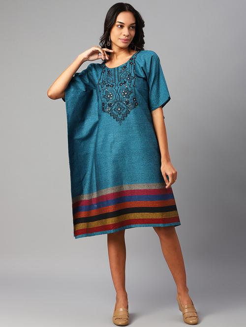 round neck printed kaftan dress - 18499044 - Very Small Image - 1