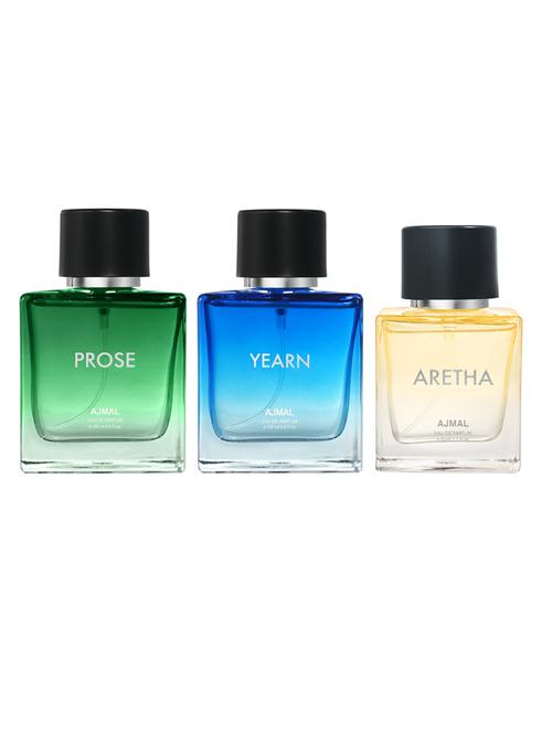 ajmal yearn & prose for men edp each 100ml and aretha edp 50 ml for women combo pack of 3  (total 250ml) - 18499689 - Very Small Image - 1