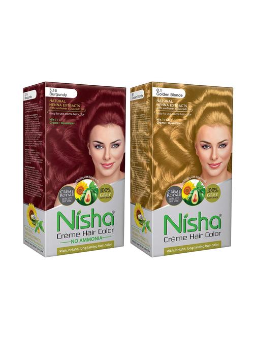 nisha creme hair color (burgundy & golden) - 18500013 - Very Small Image - 1