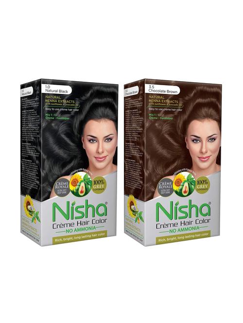 nisha creme hair color (natural black & chocolate brown) - 18500022 - Very Small Image - 1