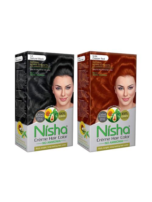 nisha creme hair color (natural black & copper red) - 18500023 - Very Small Image - 1