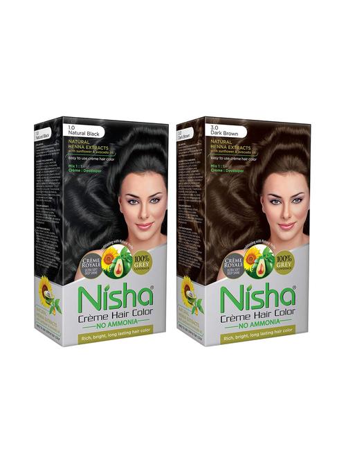 nisha creme hair color (natural black & dark brown) - 18500024 - Very Small Image - 1