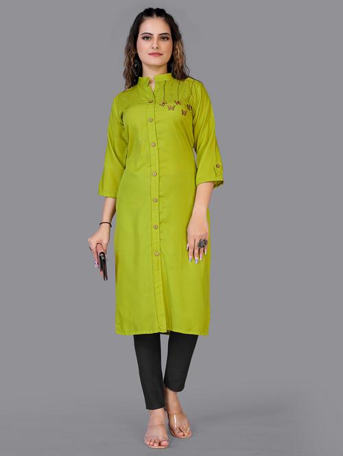 solid straight kurta - 18500064 - Very Small Image - 1