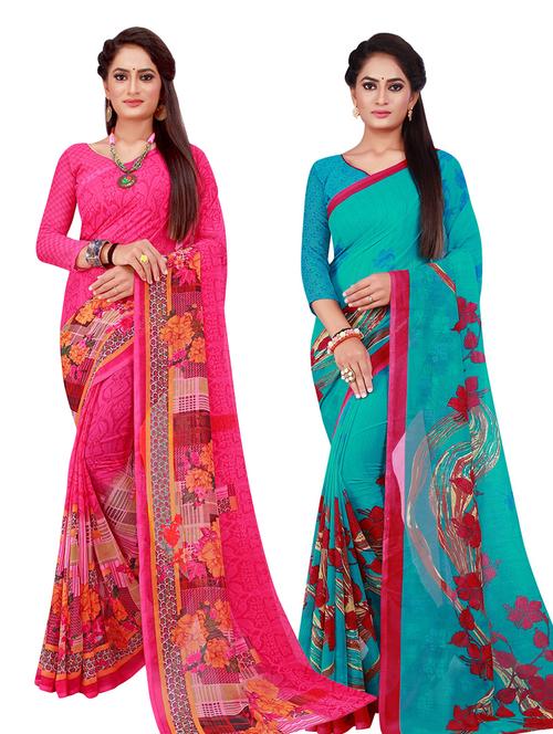 pack of 2 printed sarees  - 18500888 - Very Small Image - 1