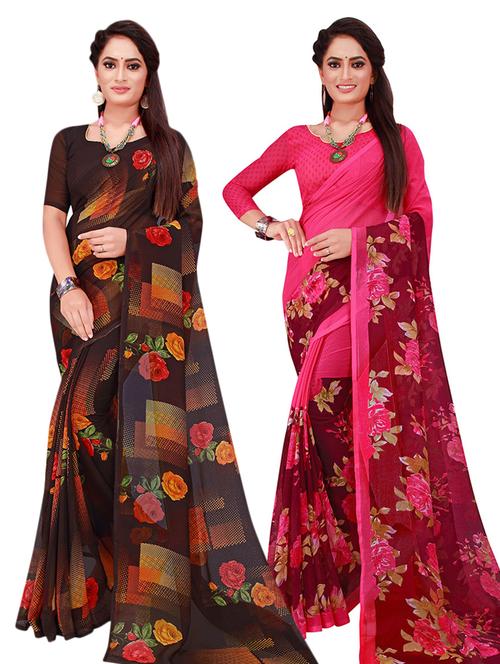 women's saree combo with blouse - 18501244 - Very Small Image - 1