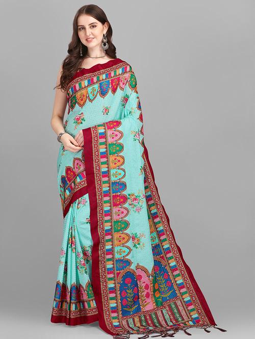 Kaantha Work Printed Saree With Blouse - 18501447 - Very Small Image - 1