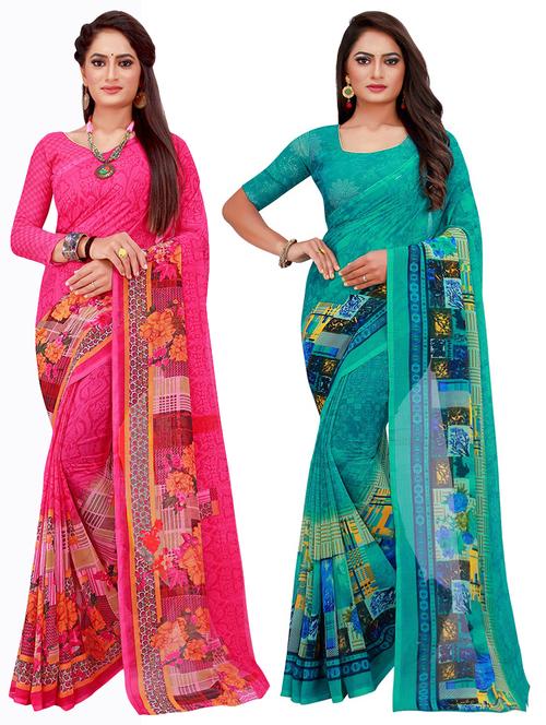 women's saree combo with blouse - 18502019 - Very Small Image - 1