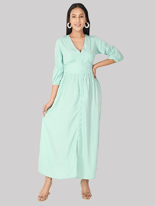 women's fit & flare solid dress - 18502417 - Very Small Image - 1