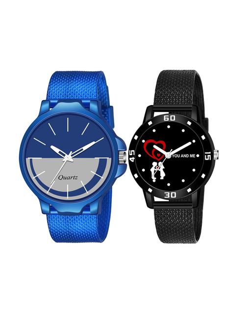 men watch 564 half half blue three kan case with women watch 3036 white you and me couple in black dial numeric case - 18503473 - Very Small Image - 1
