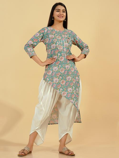floral kurta dhoti pant set - 18507142 - Very Small Image - 1