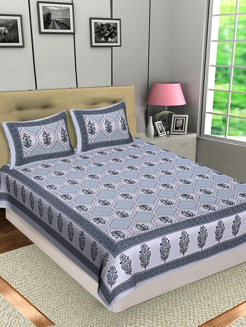 texstylers jaipuri traditional queen size bedsheet with 2 pillow covers - 18507206 - Very Small Image - 1