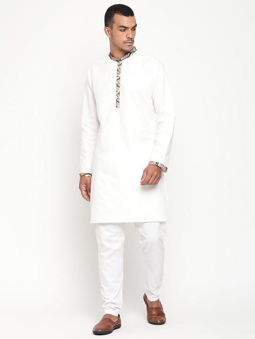 white patch work medium kurta  - 18507363 - Very Small Image - 1