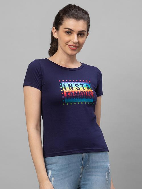 women's front print round neck t-shirt - 18507878 - Very Small Image - 1