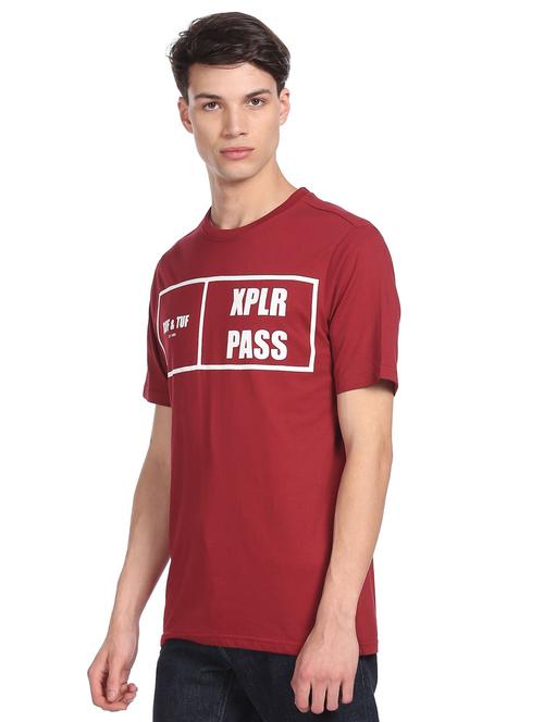 round neck chest print t-shirt  - 18509223 - Very Small Image - 1