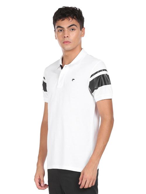 white color block polo t-shirt - 18509382 - Very Small Image - 1