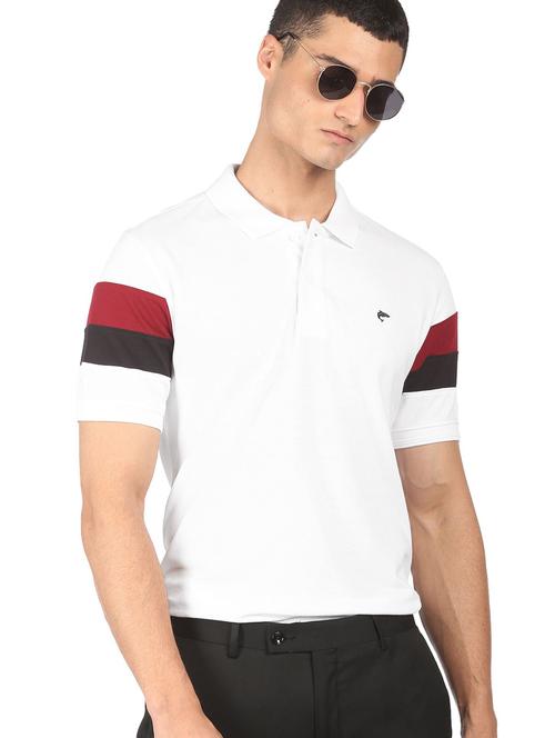 white color block polo t-shirt  - 18509435 - Very Small Image - 1
