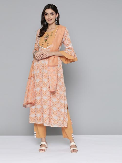 yellow kurta pant set with dupatta - 18509503 - Very Small Image - 1