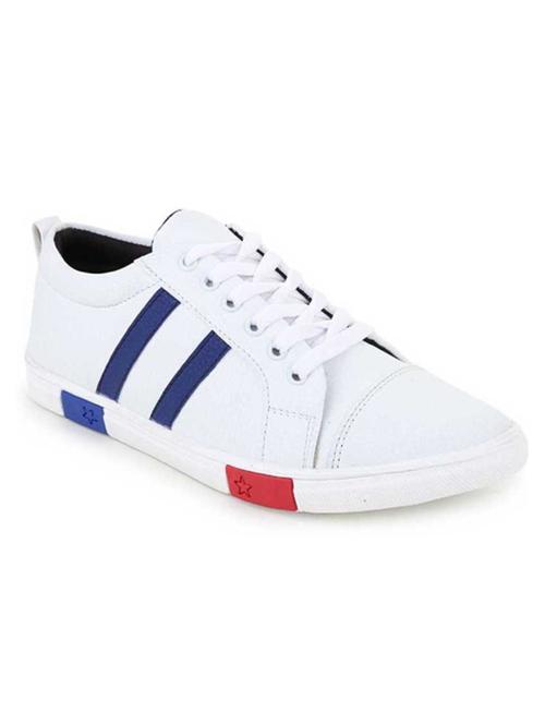 white synthetic lace up sneakers - 18509538 - Very Small Image - 1