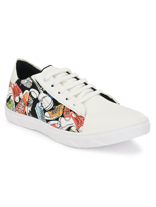 white synthetic lace up sneakers - 18509542 - Very Small Image - 1