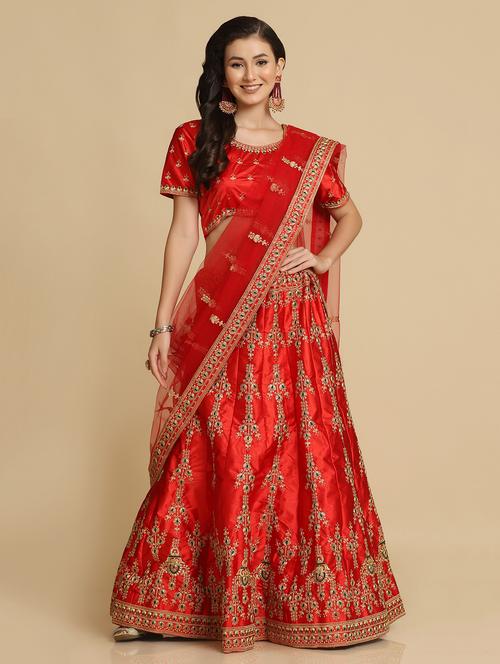 embroidered flared lehenga - 18510545 - Very Small Image - 1