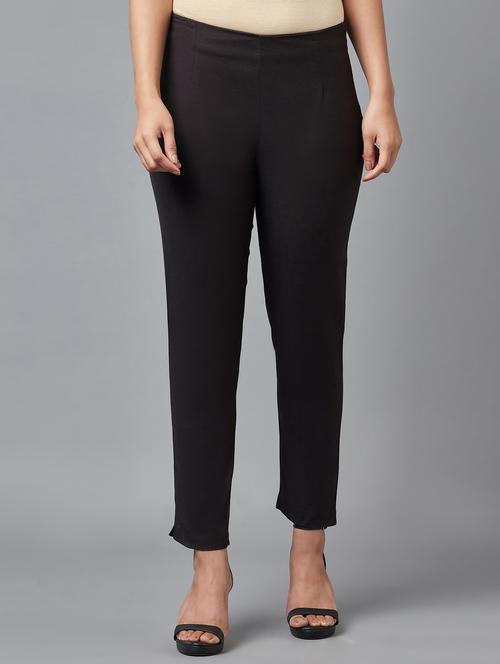 women flat front solid trouser  - 18511610 - Very Small Image - 1