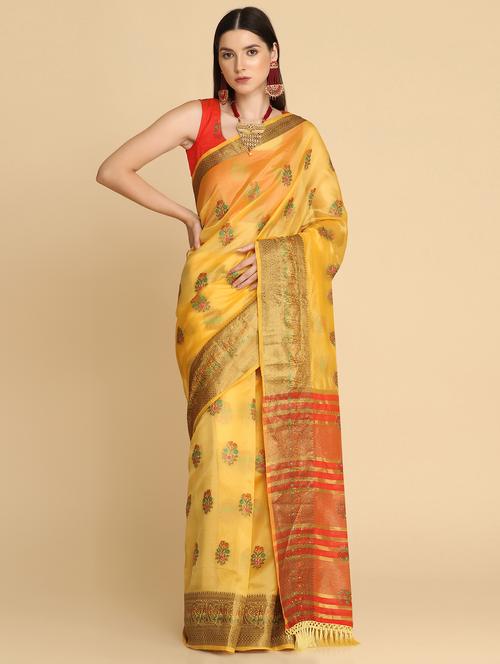 embroidered woven saree with blouse - 18512345 - Very Small Image - 1