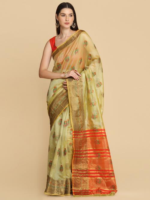 self design woven saree with blouse - 18512349 - Very Small Image - 1