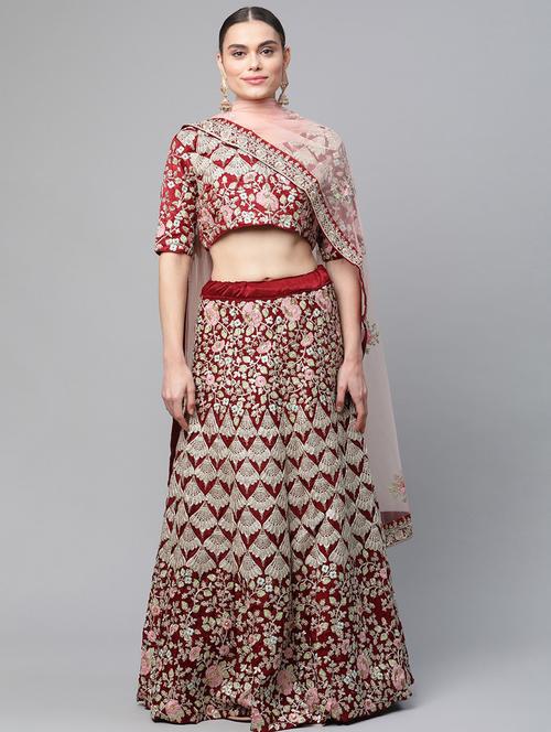 embroidered semi-stitched lehenga choli with dupptta - 18514501 - Very Small Image - 1