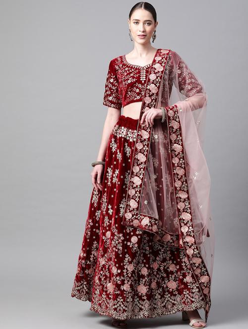 embroidered semi-stitched lehenga choli with dupptta - 18514520 - Very Small Image - 1