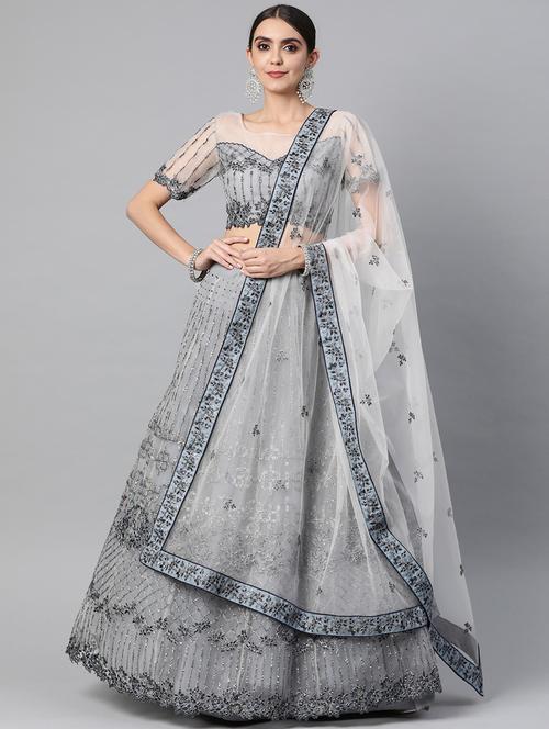 embroidered semi-stitched lehenga & blouse with dupatta - 18514541 - Very Small Image - 1