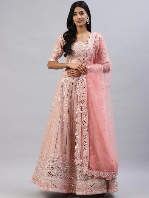 embroidered semi-stitched lehenga & blouse with dupatta - 18514552 - Very Small Image - 1
