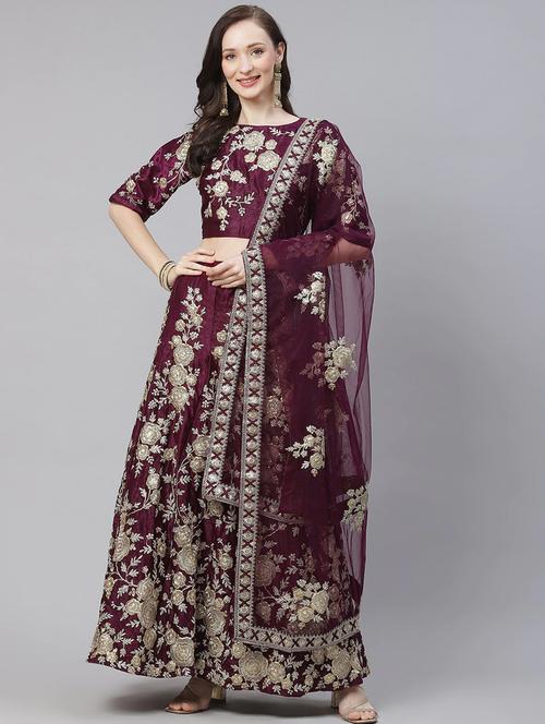 embroidered semi-stitched lehenga & blouse with dupatta - 18514564 - Very Small Image - 1