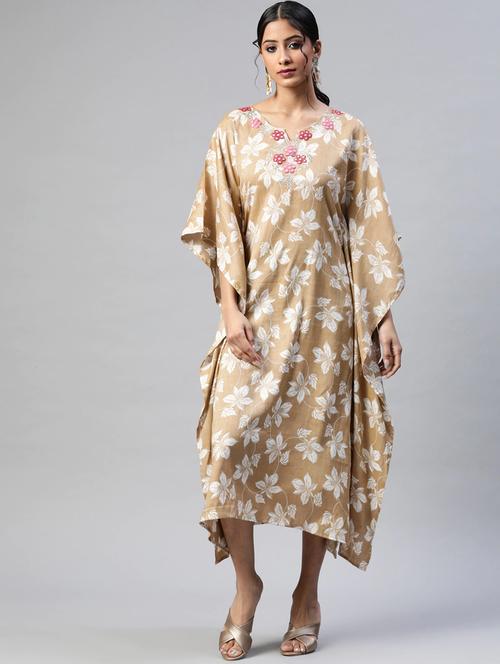 notch neck floral kaftan dress - 18514825 - Very Small Image - 1