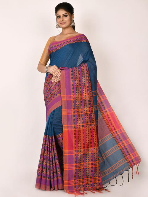 tassel detailed handloom saree  with blouse - 18515035 - Very Small Image - 1