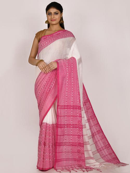 women's self design white colored saree - 18515040 - Very Small Image - 1