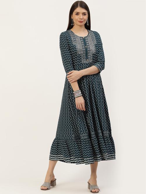 yoke embroidered tiered ethnic dress - 18515102 - Very Small Image - 1