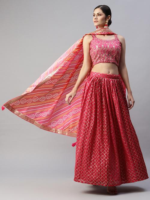 sequined semi-stitched lehenga and choli with dupatta - 18515802 - Very Small Image - 1