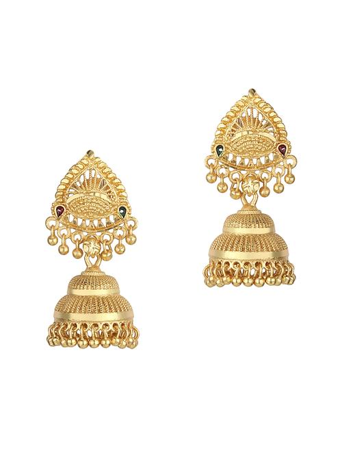 gold plated jhumka earring - 18516628 - Very Small Image - 1