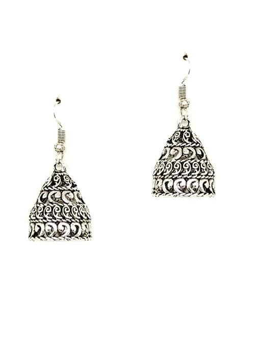silver metal jhumka earring - 18516754 - Very Small Image - 1