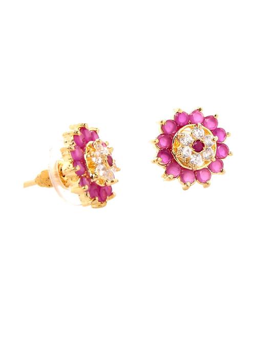 pink stoned stud earring - 18516858 - Very Small Image - 1