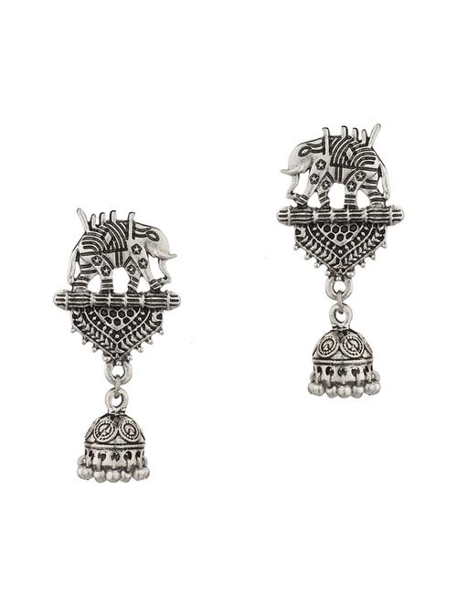 silver metal jhumka earring - 18516977 - Very Small Image - 1