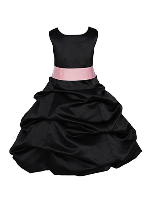 girls round neck solid layered party gown - 18517429 - Very Small Image - 1