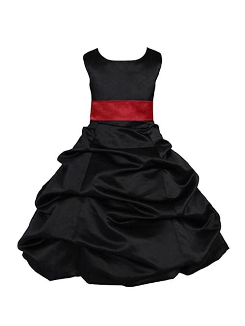 girls round neck solid layered party gown - 18517432 - Very Small Image - 1