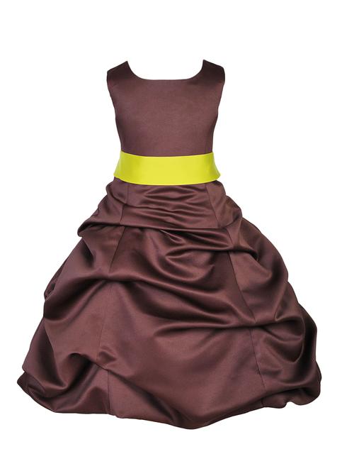girls round neck solid layered party gown - 18517466 - Very Small Image - 1