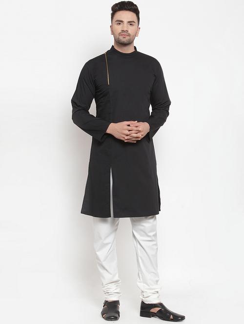 black solid long kurta - 18517716 - Very Small Image - 1