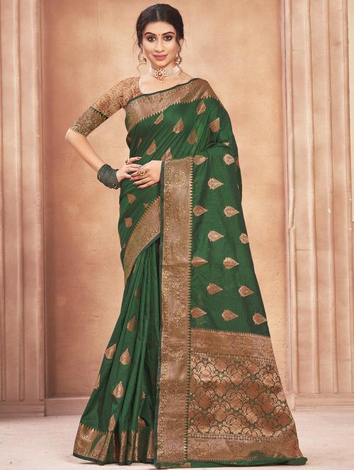 women's self design dark green colored saree - 18518370 - Very Small Image - 1